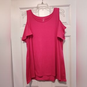 💙 Pink Cold Shoulder Top